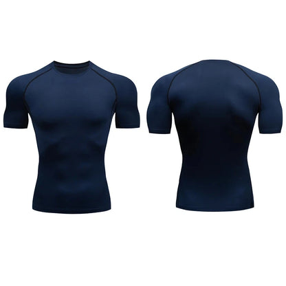 Men Compression Running T Shirt Fitness Tight Short Sleeve Tshirt Training Jogging Shirts Gym Sportswear Quick Dry