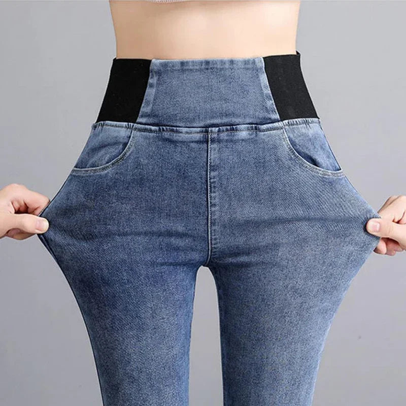 New Elastic Waist Skinny Jeans Women Spring Slim Stretch Denim Pants Vintage Pencil Vaqueros Mom Pantalones De Mujer PTKPCC