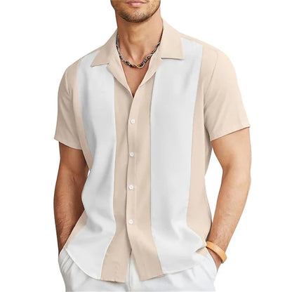 2024 Men's Gradient Striped Shirt Slim Breathable Fashion Short-sleeved High-quality Design Casual Button-down Shirts Male