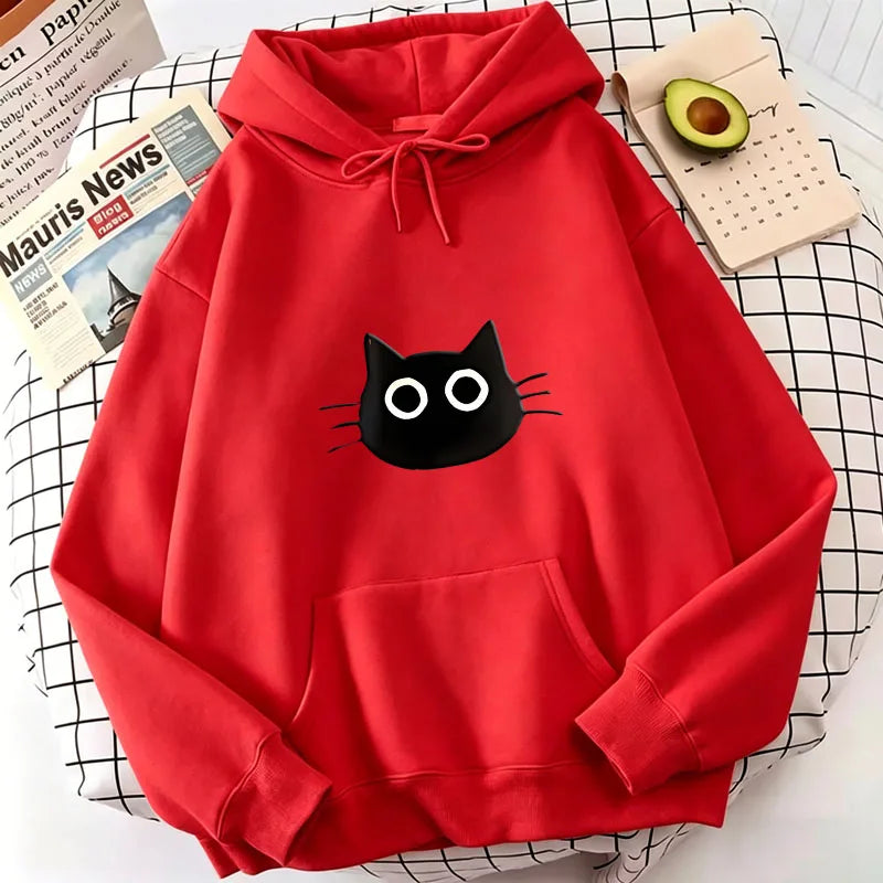 Kawaii Cat Print Hoodies Spring Autumn Winter Casual Hoodies Sweatshirts Men Women 90s Clothes Hoodie Sweatshirt