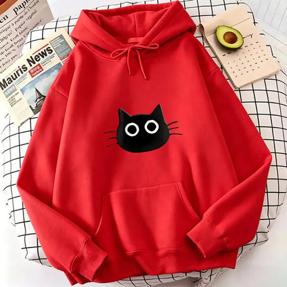 Kawaii Cat Print Hoodies Spring Autumn Winter Casual Hoodies Sweatshirts Men Women 90s Clothes Hoodie Sweatshirt