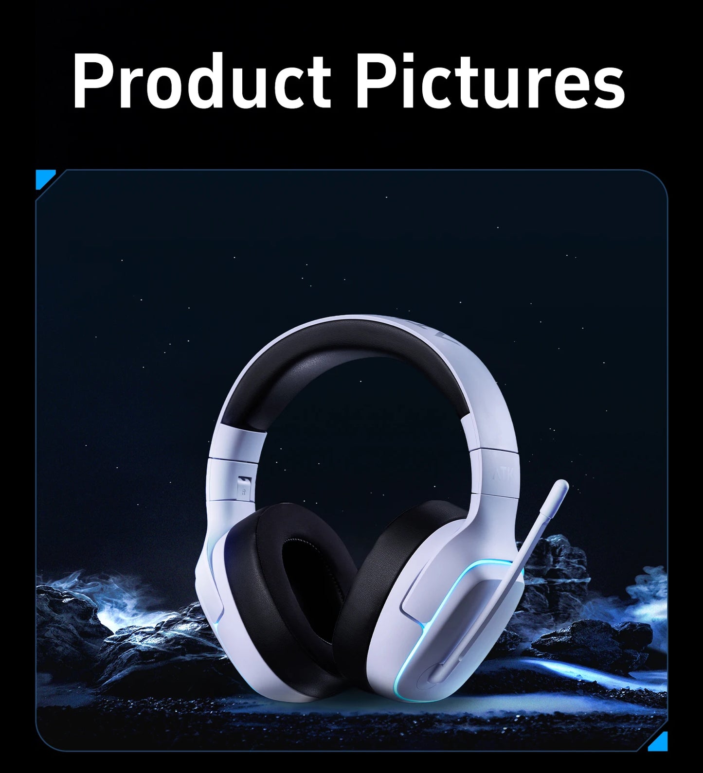 ATK M1 Game Headset Three Mode Wireless Headworn PS5  PC Gaming Headset Microphone Virtual 7.1 Surround Noise Reduction Headset