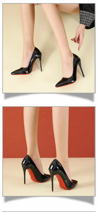 2024 Women Shoes Red High Heels Sexy Pointed Toe 12cm Pumps Wedding Dress Shoes Nude Black Color Red Rubber Bottom High Heels