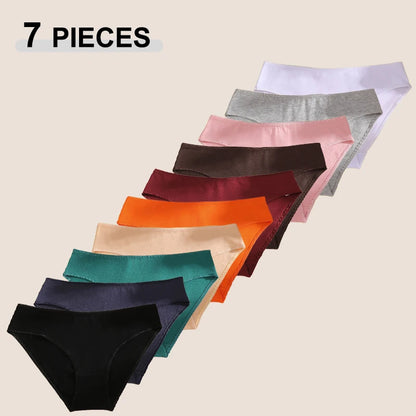 7Pcs Cotton Breathable Panties Women Comfortable Underwear Seamless Low Waist Underpants Fashion Girls Solid Color Sexy Lingerie