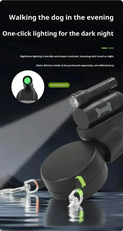 Auto Retractable Double-Headed Dog Leash 3M Rope for 2 Dogs with LED Flashlight 360 Degree Dual Traction Rope Pet Supplies