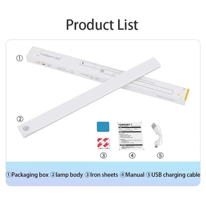 10/20/30/40/50cm 3 in 1 Under Cabinet Lights LED Motion Sensor Light for Cupboard Bedroom Wardrobe Closet Indoor Night Light