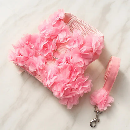 Pets Coller Harness Small Medium Dog Chihuahua Pomeranian Accessories Ins Style Collar with Strap Floral Puppy Leash Pet Harness