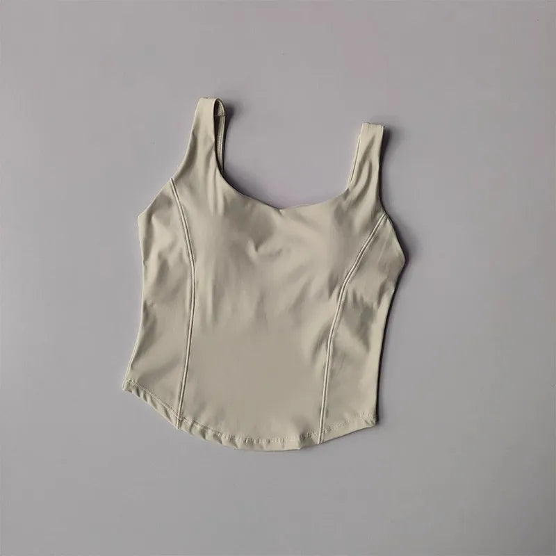 High Strength Back Fitness Tank Top Women's Running Shockproof Sports Bra High Elastic Gathering Nude Yoga Bra for External Wear