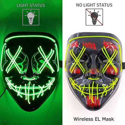 Wireless LED Halloween Purge Mask - Glowing Masquerade Horror Mask