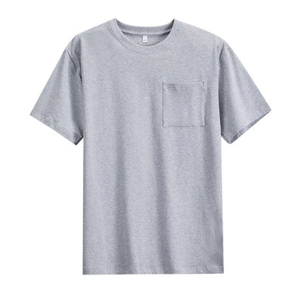 Mens Womens Cotton Pocket Short Sleeve Fashion Soft White Black Loose Fit Tee Shirt Tops High Qualtity Breathable Leisure Tops