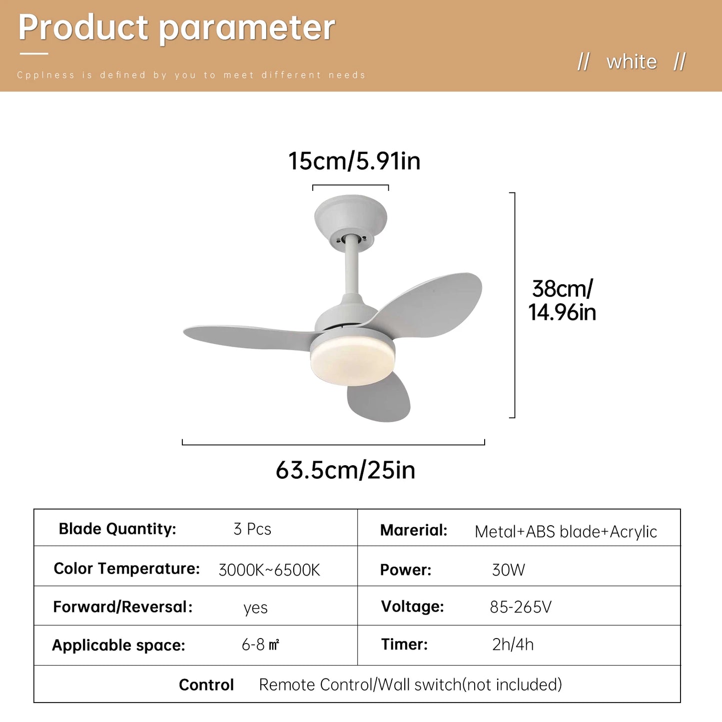 Ceiling Fan With Light,25 Inch/42 Inch/52 Inch Low Profile Ceiling Fan with remote control, For Indoor and Covered Outdoor