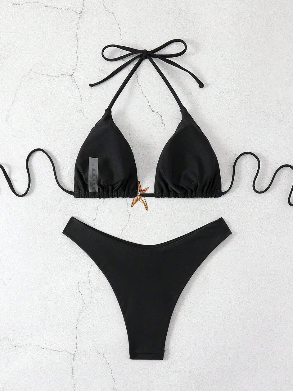 Sexy Bikini Set - Women's Swimwear Two Piece Halter Neck Micro Bikini Swimsuit