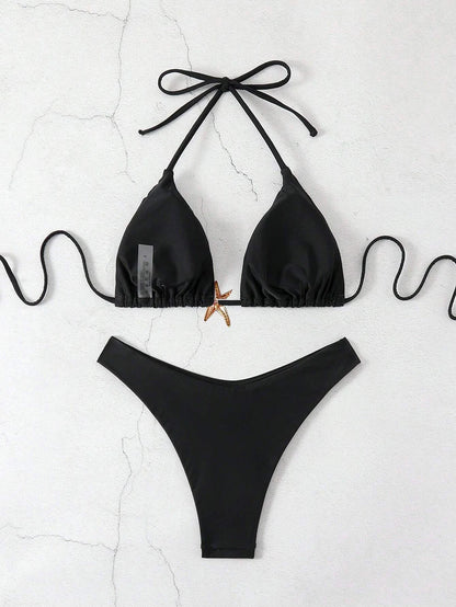 Sexy Bikini Set - Women's Swimwear Two Piece Halter Neck Micro Bikini Swimsuit