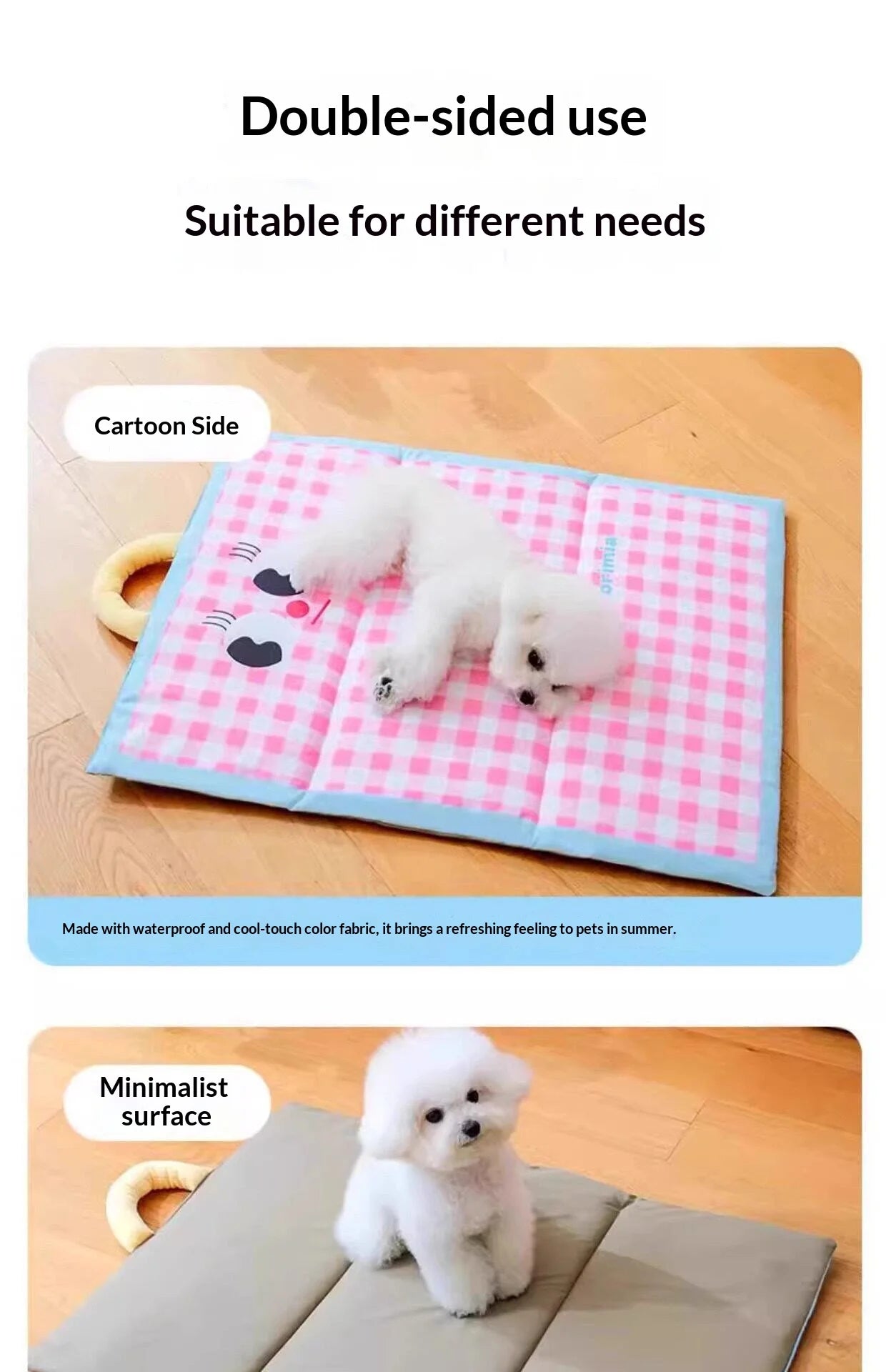 Portable Foldable Cute Plaid Pet Summer Cooling Pad Waterproof Machine Washable Four Season Sleeping Mat For Small Medium Dogs