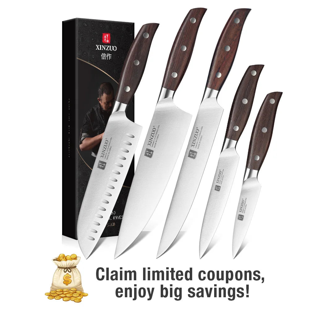 XINZUO High Quality Paring  Utility Cleaver Knife Set - 35 5 8 Germany 14116 Stainless Steel