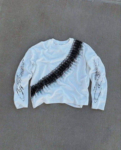 2025 New Y2K Bullet Letter Printed American Retro Long Sleeve T-shirt Street Style Casual Loose Men's and Women's Top
