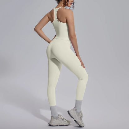 Quick Drying Legging Outdoor Running Yoga Set for Womans High Waisted Push Up Female Pants Gym Sexy Beautiful Back Vest Yoga Set