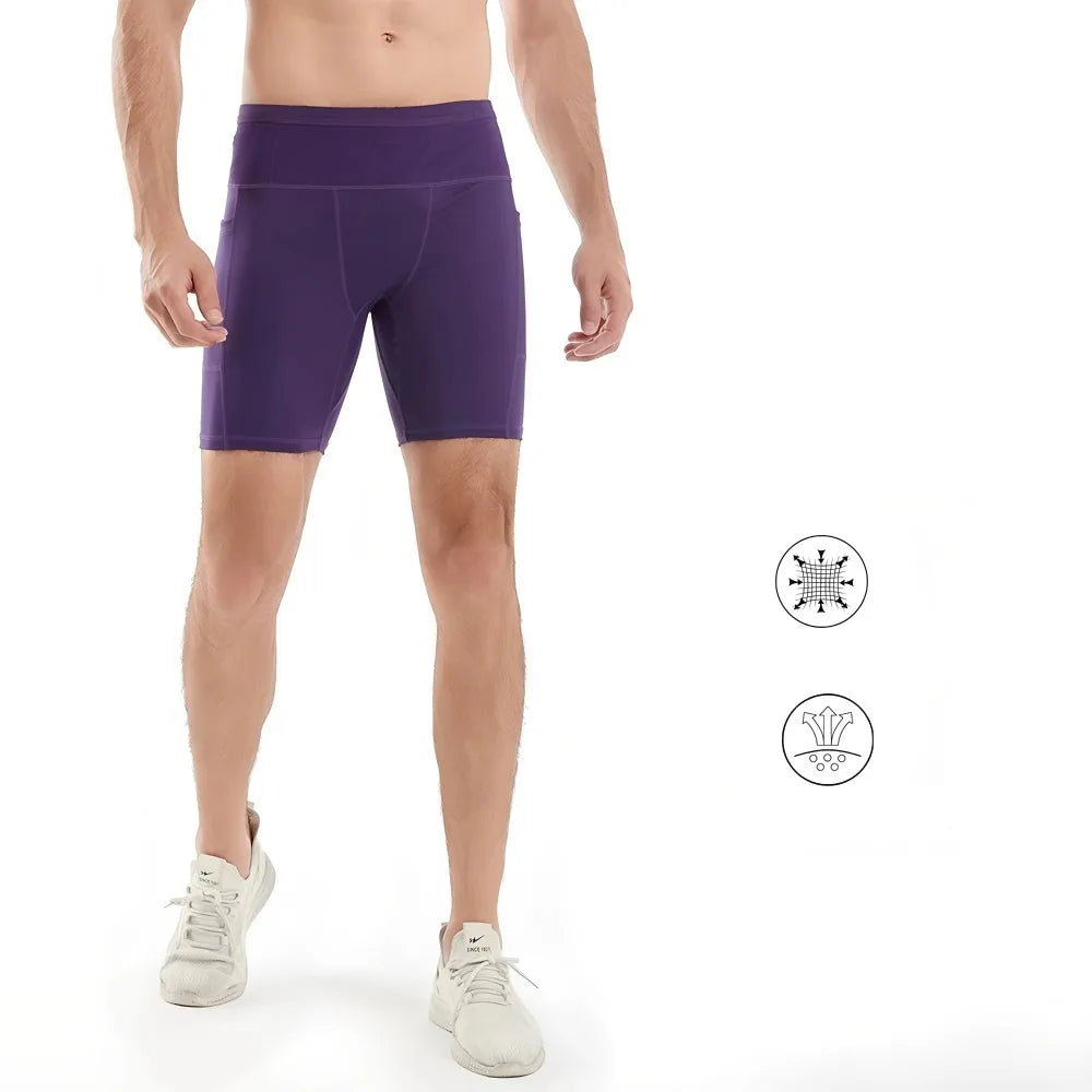 Summer New  Men's 3.0 Multipocket Compression Shorts Quick Dry Marathon Running Jogging Cycling Fitness Exercise Tight Shorts