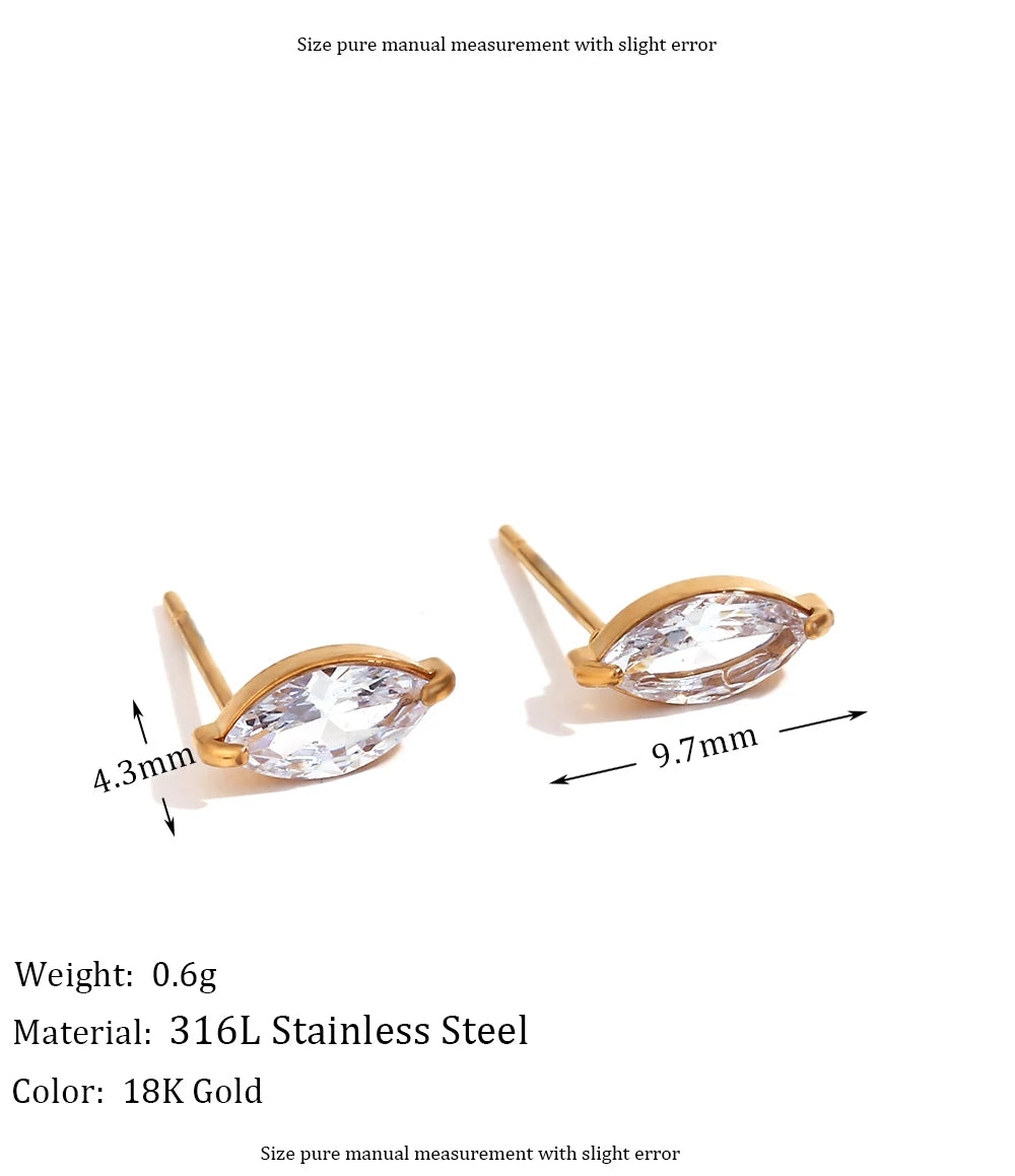 Mini Zircon Flower Crown Stud Earrings – 18K Gold-Plated Steel