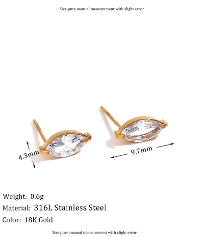 Mini Zircon Flower Crown Stud Earrings – 18K Gold-Plated Steel