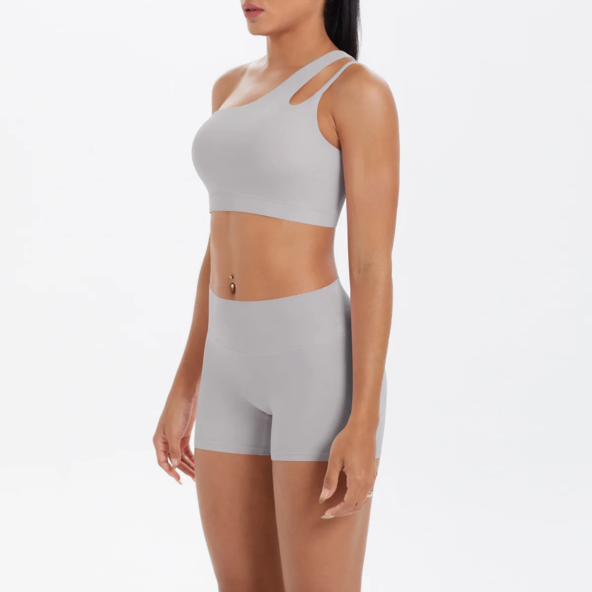 JUREN Yoga Clothes Set 2 Piece Gym Sports Shorts Set Women Tracksuit High Waist Shorts Fitness Suit Running Bra Workout Outfits
