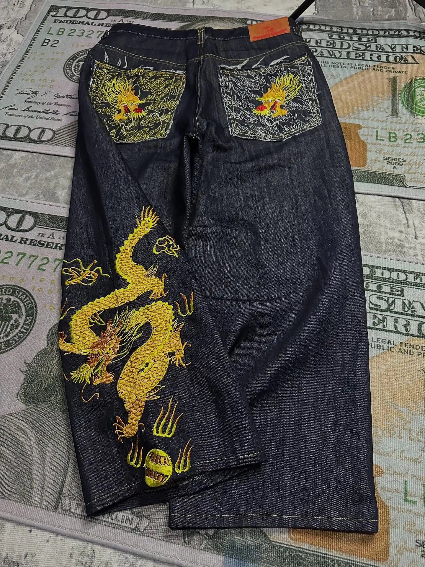 Y2K Vintage Printing Men Baggy Jeans Harajuku Trend Women Hip Hop Fashion Casual Joker Couple Wide-Leg Pants Streetwear