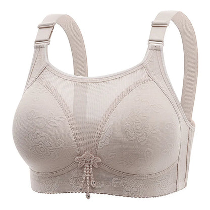 New Style Non Steel Ring Gathering Anti Sagging Thin Cup Breathable Adjustable Back Bra Anti Slip Four Breasted Underwear