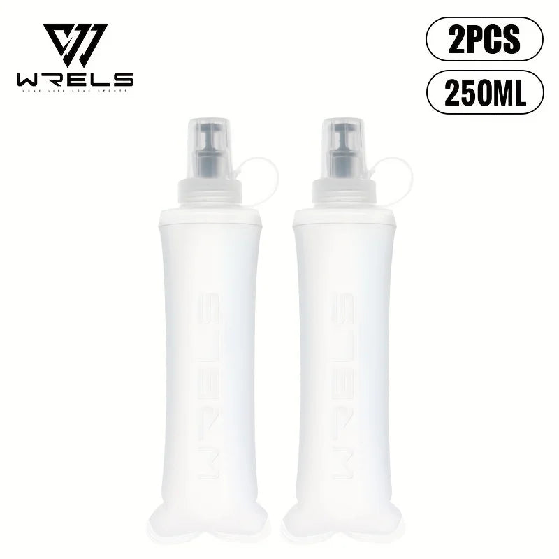 WRELS Soft Water Bottle Collapsible Soft Flask TPU Running Water Bottle Foldable Water Bag BPA-Free Sports Soft Water Flask