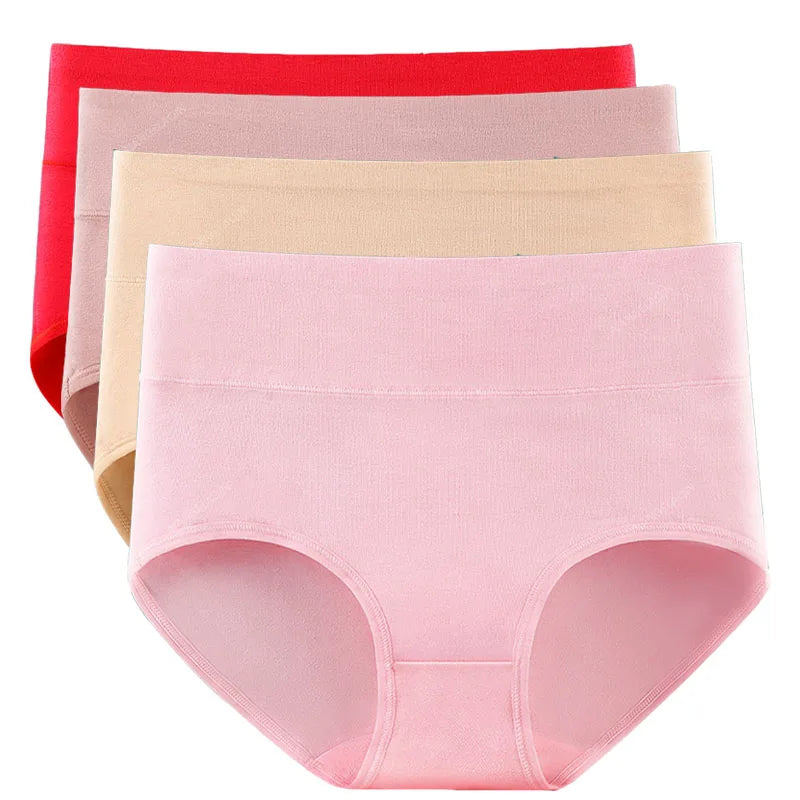 New 4Pcs/Lot High Waist Panties Women Underwear Plus Size Cotton Briefs Girls Shapers Abdominal Underpants Female Sexy Lingeries