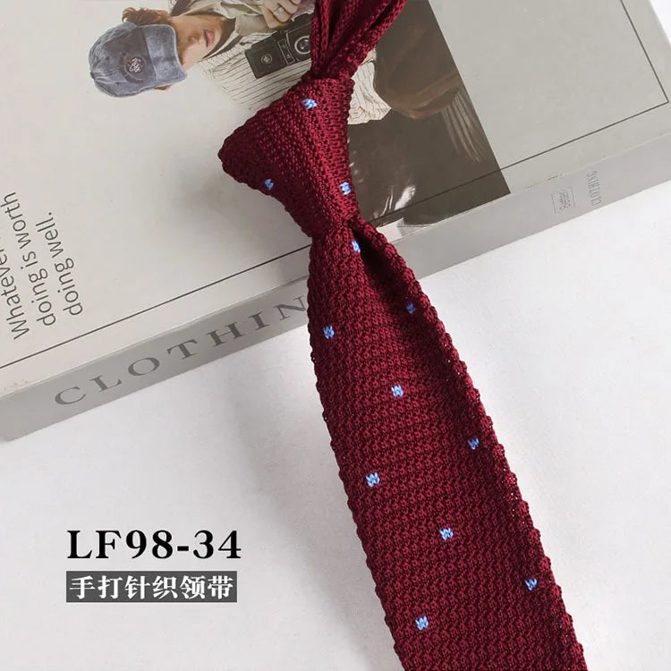 Narrow Striped Knitted Necktie for Men - Retro Korean Style Casual Cravat Accessory