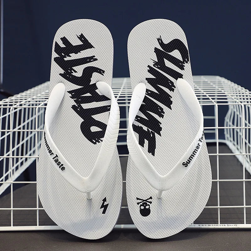 Men's Summer Lightning Thong Sandals Edgy Non-Slip Soft Sole Beach/Street Trendy Student Durable Outdoor Casual Flip-Flops Shoes