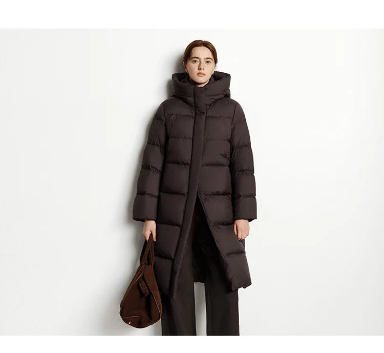 Women Down Jacket - Lightweight Waterproof Winter Coat With Self Heating Lining & Hood