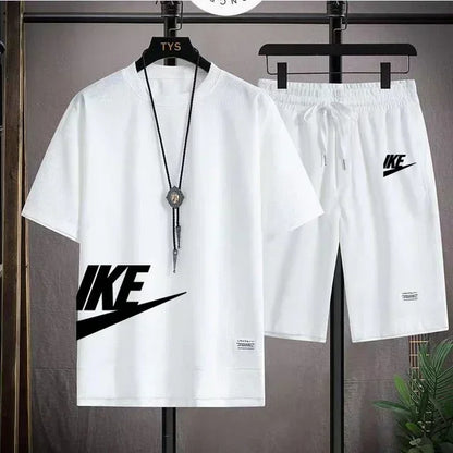 New summer men's casual short-sleeved T-shirt and shorts sportswear set, outdoor men's breathable jogging shorts 2-piece set