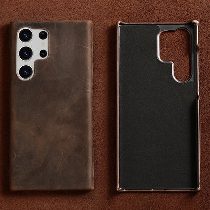 Leather Phone Case – LANGSIDI Genuine Pull-Up Retro Cover for Samsung Galaxy S25 Ultra