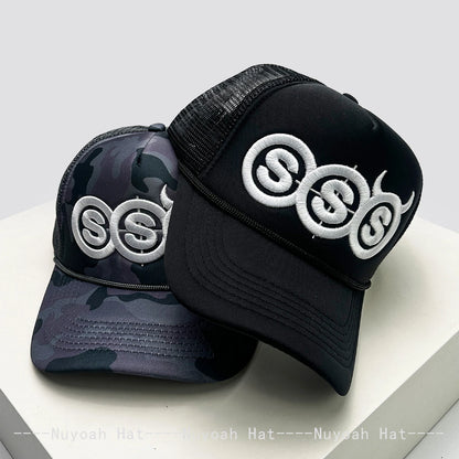 New Unisex Personal Devil Horns Letters Embroidery Baseball Hats Breathable Mesh Sunshade Hip Hop Trucker Caps Versatile Outdoor