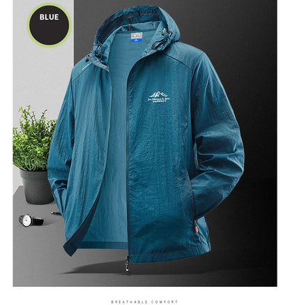 Summer Waterproof Hiking Jackets Men Fishing Cycling Hooded Gym Sports Running Coat Outdoor Sun-Protective Thin Jacket Clothing