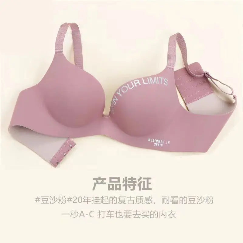 Seamless Push Up Bra - Women's One-Piece Wire Free Bra with Adjustable Straps