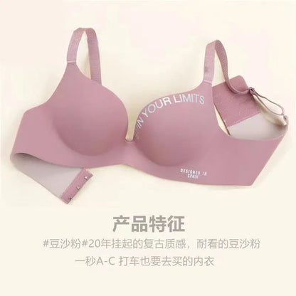 Seamless Push Up Bra - Women's One-Piece Wire Free Bra with Adjustable Straps