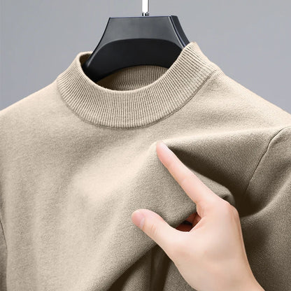New Sweatwear Men's Half Neck Basic Solid Color Sweaters Round Neck Elastic Pullovers Warm Autumn Knitted Oversized Sweater Men