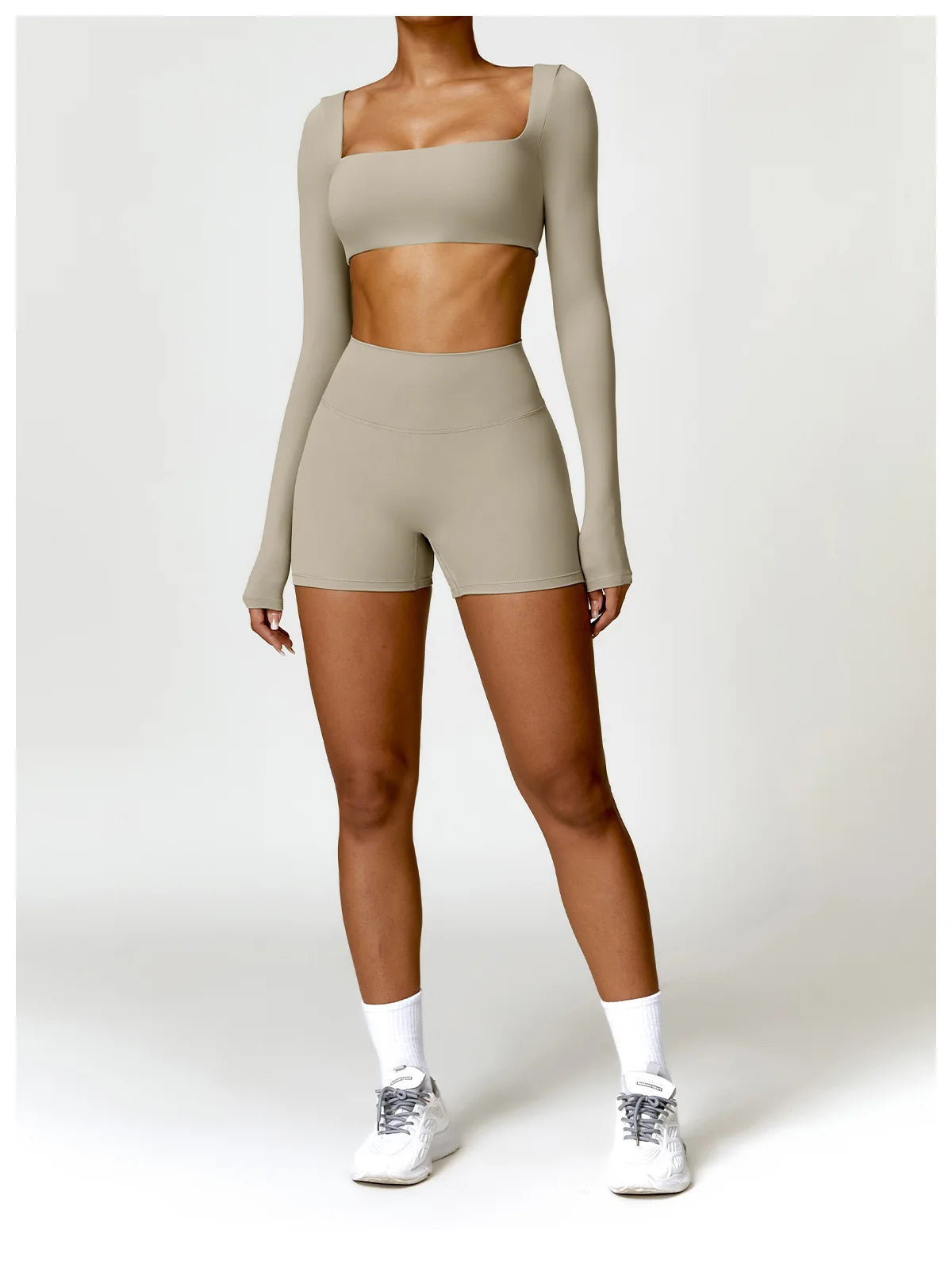 Women Yoga Suit - Quick Dry Gym Tracksuit With Long Sleeve Top & High Waist Leggings