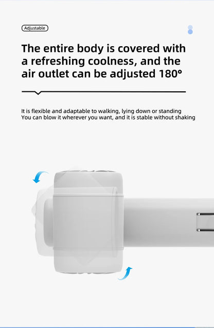 Detachable Ice-Cool Neck Fan, 360° Cooling with Freezable Ice Ring , 3 Speeds, Large Battery, Hands-Free for Outdoor, Commuting