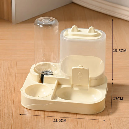 Ww-Durable Plastic 2-in-1 Automatic Pet Feeder Water Dispenser Large Capacity Food Water Bowl For Cats Dogs