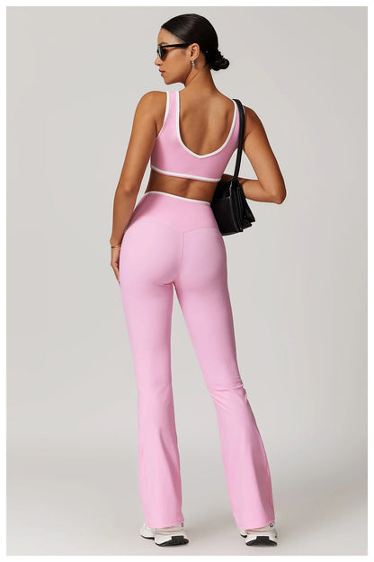 Yoga Workout Set – High Waist Leggings & Sports Bra Outfit | Breathable Fitness Sportswear