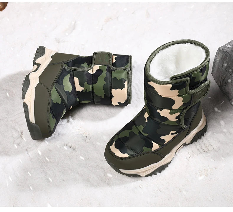 Children Winter Boots - Waterproof Kids Snow Boots With Plush Lining & Rubber Sole