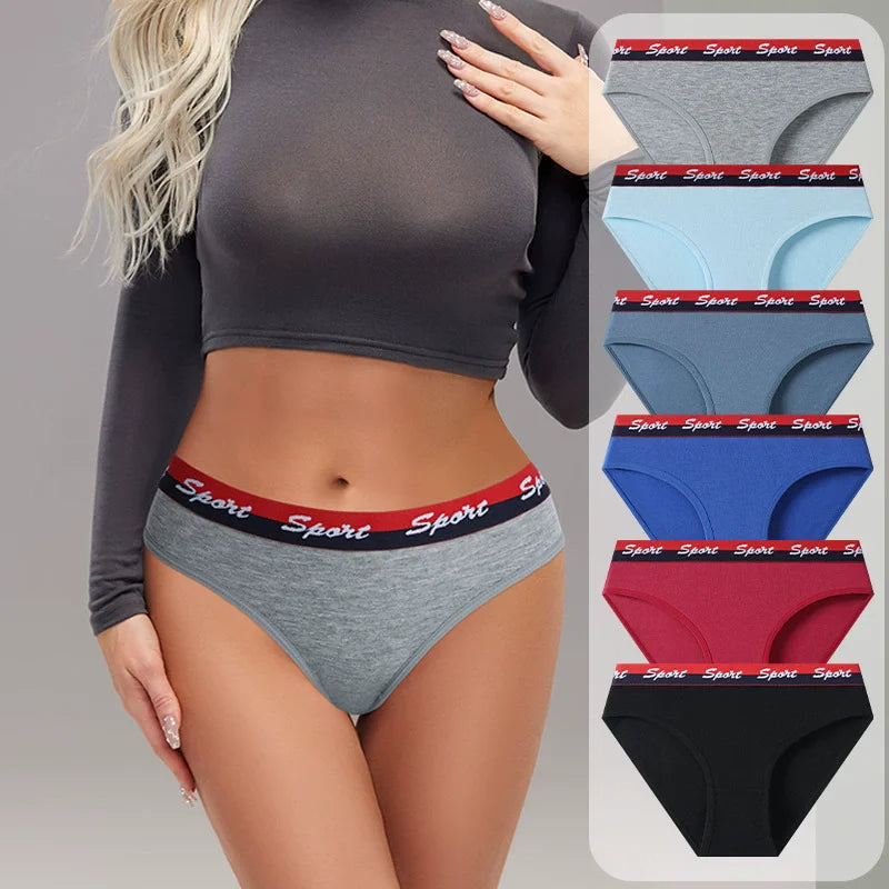 7Pcs Women Panties Breathable Underwear Soft Cotton Girls Underpants Low Waist Panty Sports Girls Briefs Sexy Female Lingerie
