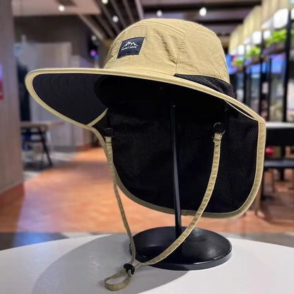 Unisex Windproof Quick-Dry Fisherman Hat Mesh Breathable Fishing Cap with Neck Flap & UV Protection for Outdoor Fishing Hikin