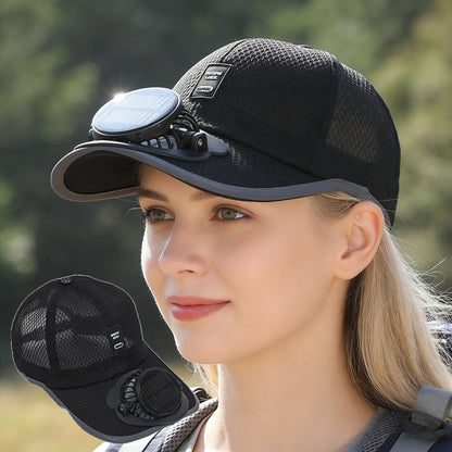 Solar Charging Fan Hat - Breathable Mesh UV Protection Baseball Cap for Men Women, Summer Outdoor Sun Hat