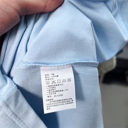 Xiaoma Embroidery Casual Pure Cotton Short Sleeved T-shirt for Young Men, Round Neck Solid Color T-shirt for Men