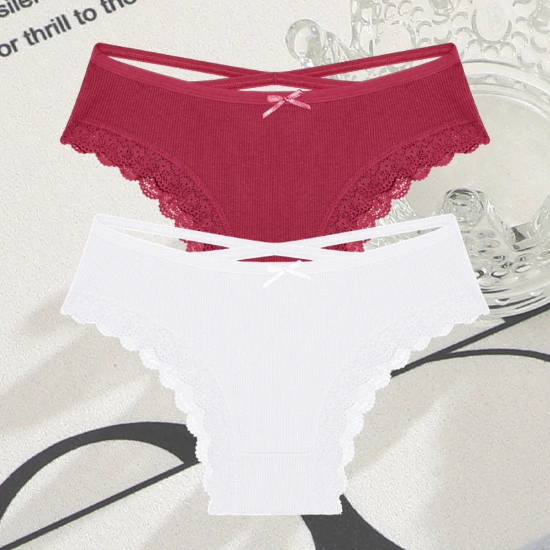 Cotton Panties Women - Sexy Lace Brazilian Briefs Low Waist Breathable Underwear