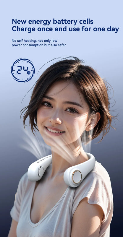 Portable Hanging Neck Fan Rechargeable Personal Neck Ventilator Digital Display Personal Cooling For Outdoor Travel Sports